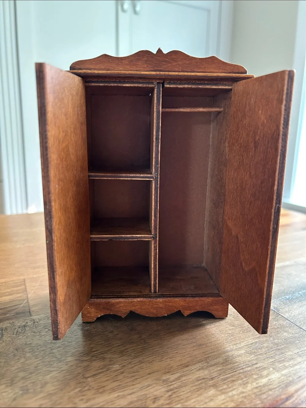 Vtg Wooden Wardrobe & Dresser Set, Lot of 2, Dollhouse Furniture
